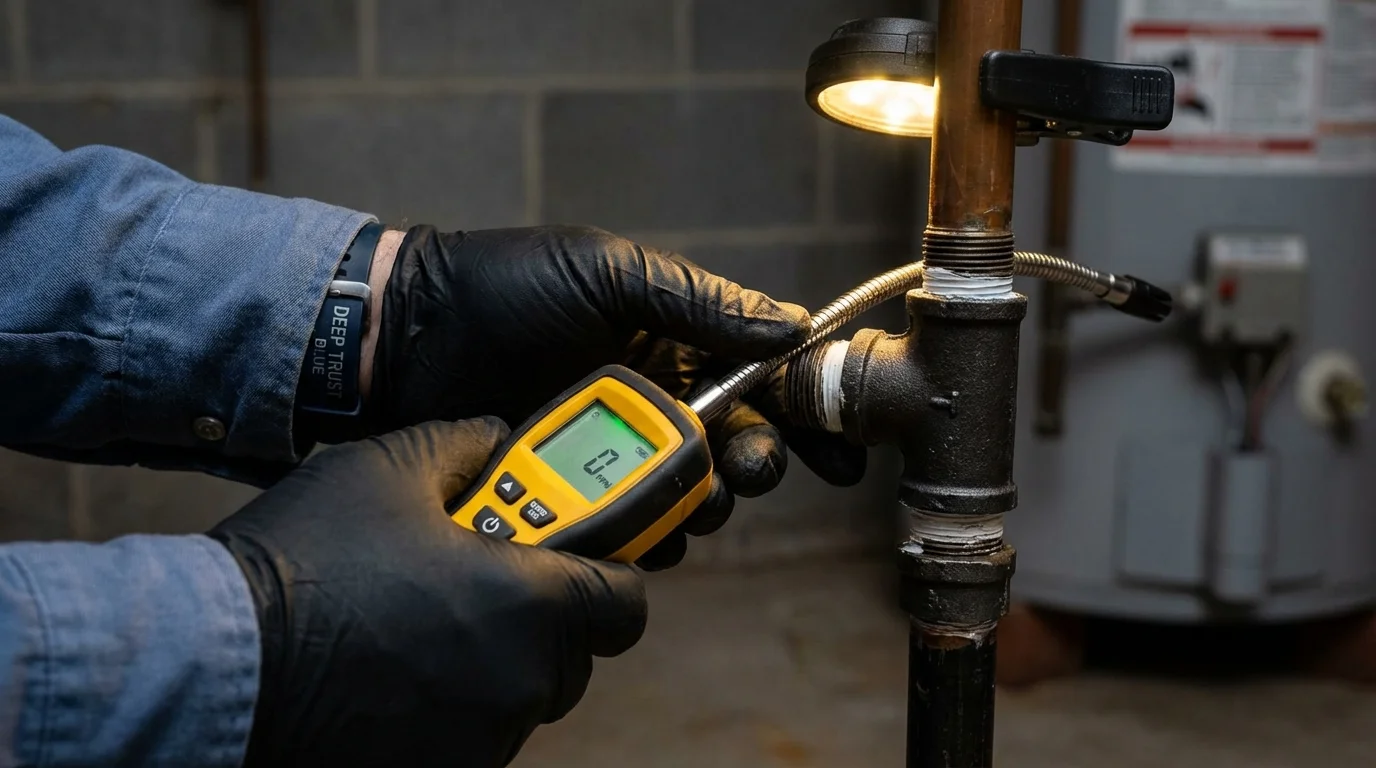 Gas leak detection with electronic sniffer by Johns Plumbing LLC in Rainelle